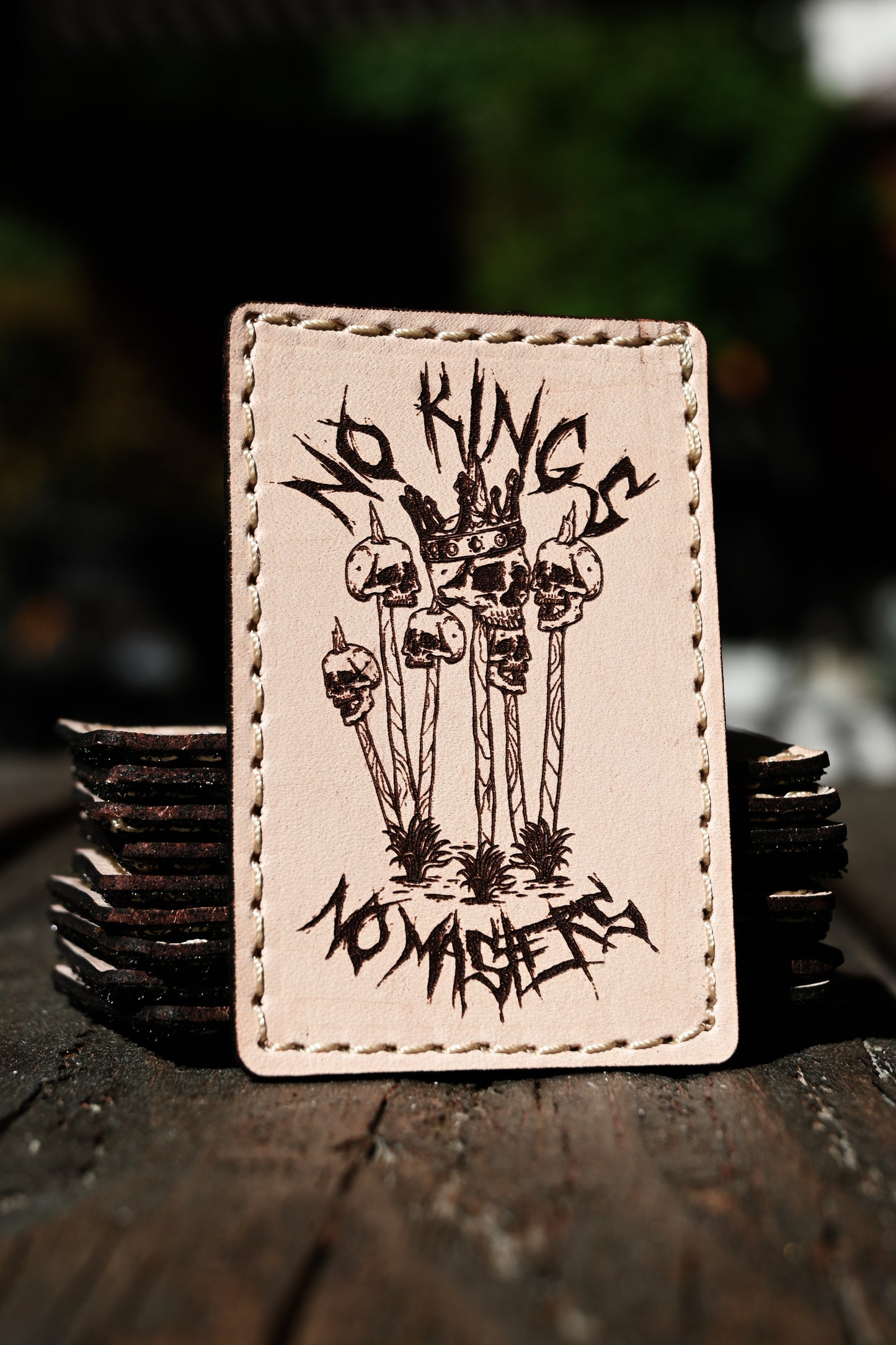 “No kings, no masters” leather patch